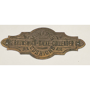Circa 1895 Original Brunswick Balke Collender Nameplate - "Engraved Style" with 2 nail holes