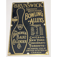 Brunswick Balke Collender Sign from Bowling Alley Return Post