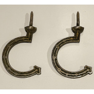 Embossed Bridge Hooks (cast iron some original nickel plating) - pair 