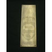 Solid Brass Copy of Brunswick Door Push Plate Circa 1890 (antique finish)