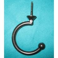 Black metal bridge/triangle hook with attached screw.