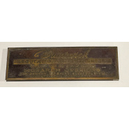 Circa 1930 Brunswick Balke Collender Nameplate (brass) with mounting cup on back