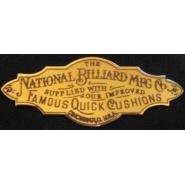 National Billiard Company Engraved Solid Brass Nameplate