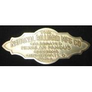National Billiard Nameplate Circa 1900
