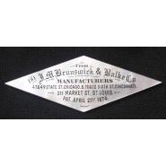 Engraved Mother-Of-Pearl Brunswick and Balke Nameplate (Pre 1885)