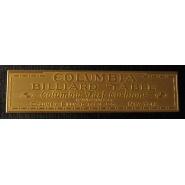 Columbia Billiard Co. Nameplate - Solid Brass Finish