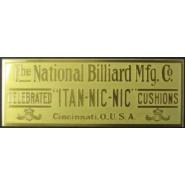 National Billiards Nameplate - Solid Brass
