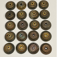 Circa 1890s Ornate Rail Bolt Covers (brass) - set of 20