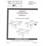 Bristol/Buckingham/Geneva II Pocket Billiard Installation Manual