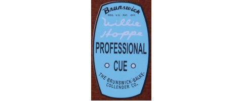 Willie Hoppe Professional Cue Decal used in 1960s