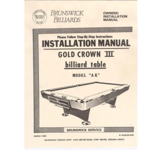 Brunswick Gold Crown 3 Manual (1986)