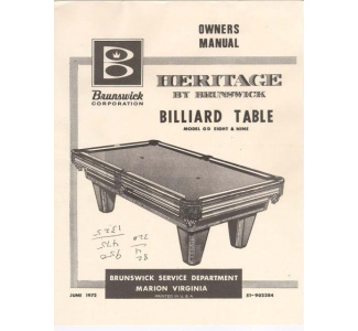 Brunswick Heritage Service Manual (1972)