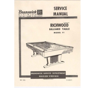 Brunswick Richwood Service Manual (1974)