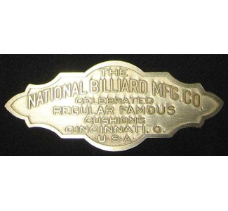 National Billiard Nameplate Circa 1900