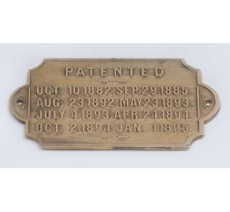 Solid brass Patent plate copy from a Brunswick Naragansett table.