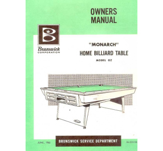 Monarch Home Table Manual, Model GZ (1965)