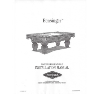 Bensinger Pocket Billiard Installation Manual