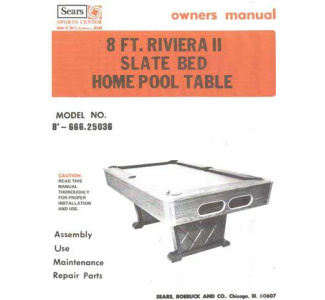 Sears 20-page Manual for Riviera II model tables