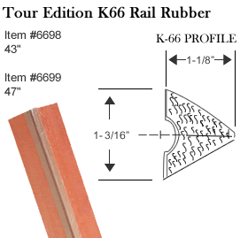 Championship K66 Tour Edition Cushion Rail Rubber 43" Set of 6! 